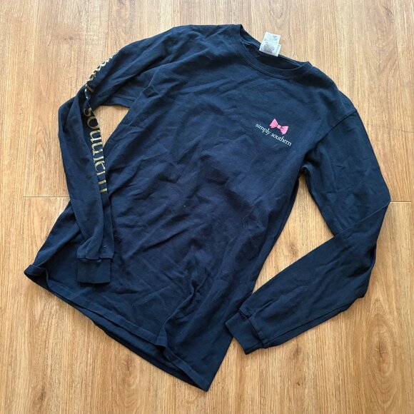 Simply Southern Crewneck Long Sleeve Graphic Shirt Navy Blue Women’s Size S - Picture 1 of 7